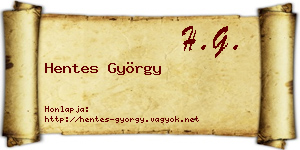 Hentes György névjegykártya