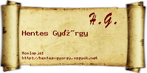 Hentes György névjegykártya